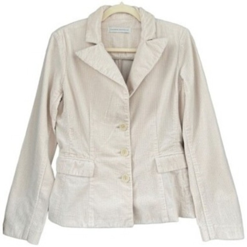 T6‎ Y2K Vintage Susana Monaco Corduroy Blazer Beige Button Front Jacket Women